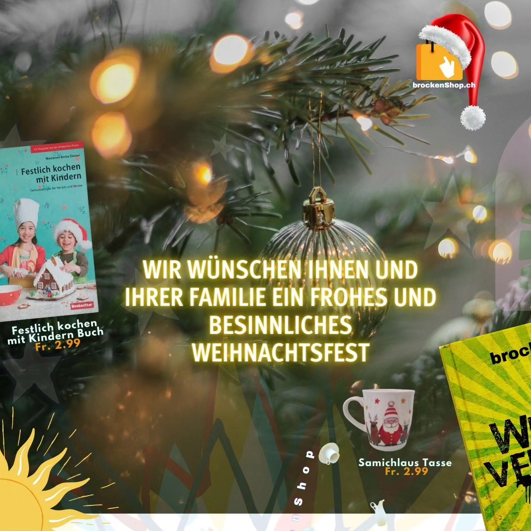 "Nach einer kleinen Instagram-Pause sind wir zurück um Ihnen frohe Weihnachten zu wünschen!💫🎄🥰 Wir haben uns selbstverständlich Zeit genommen,  für euch die coolsten #Secondhand Weihnachtsprodukte auszusuchen. Brockenshop.ch um euch zu beschenken! 🎁✨ Wir wünschen euch eine zauberhafte Weihnachtszeit voller Freude und Liebe. 🌟 #FroheWeihnachten #SecondhandEntdecken #WebshopEntdecken