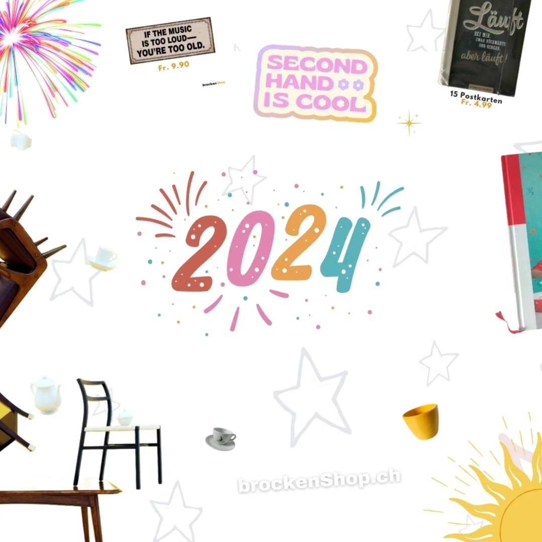 💫🎊2024!💯🎉🥳 Wir wünschen euch ein Jahr voller Glück, Erfolg und aufregender Entdeckungen. Vielen Dank, dass ihr Teil unserer brockenshop.ch Community seid🙏🏼 🌟 #HappyNewYear #BrockenShop #2024 #SecondHand